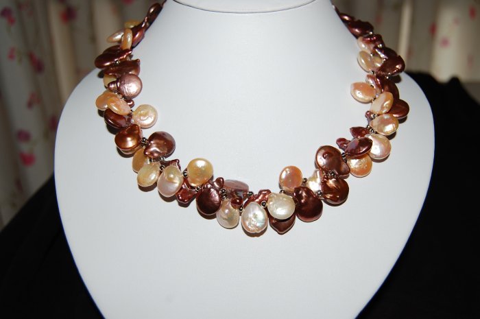 Double Strand Coin Pearl Necklace N1125