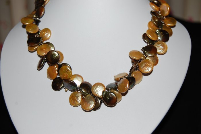 Double Strand Coin Pearl Necklace N1126