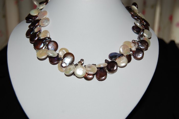 Double Strand Coin Pearl Necklace N1127