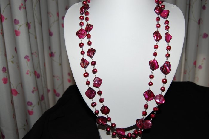 Purple Single Strand pearl with shell N1145
