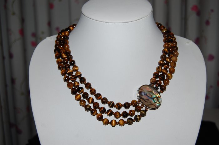 Triple Strand Tigers Eye Necklace N1083