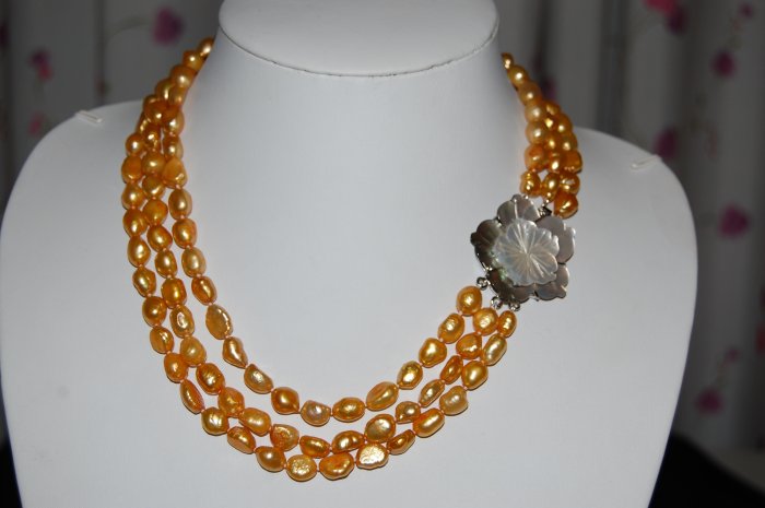 Triple Strand Baroque Gold 1006