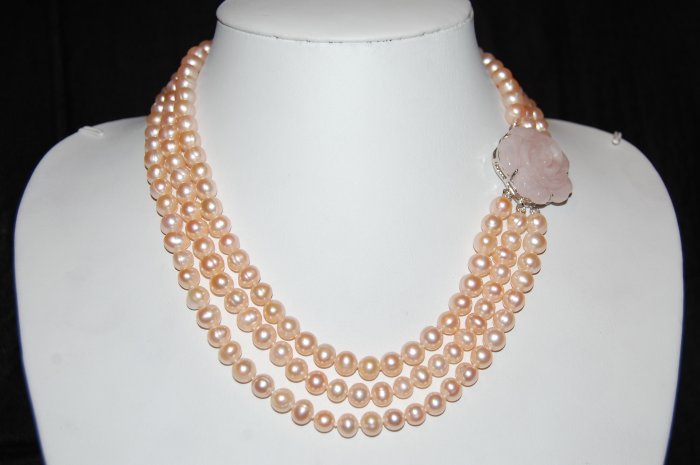 Triple Strand 7-8 mm Pink