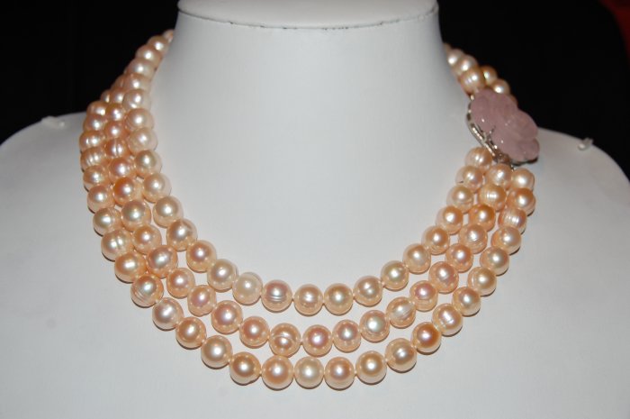 Triple Strand 9-10 mm Pink