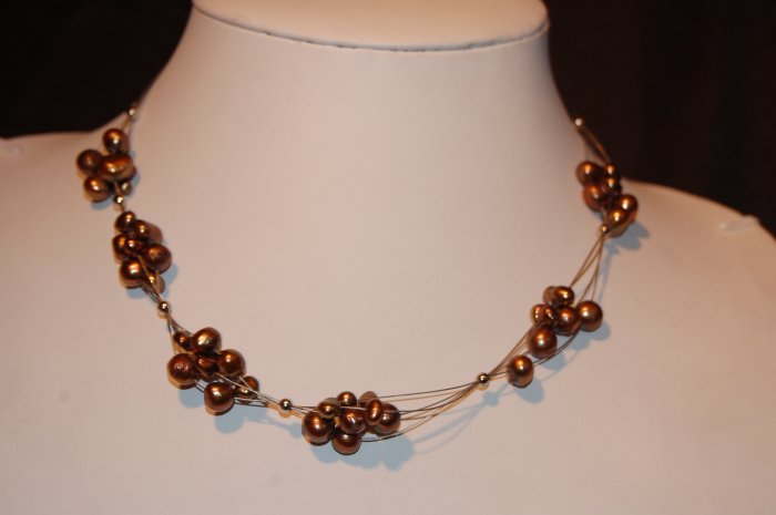 Bunches of pearl of wire Brown N1165