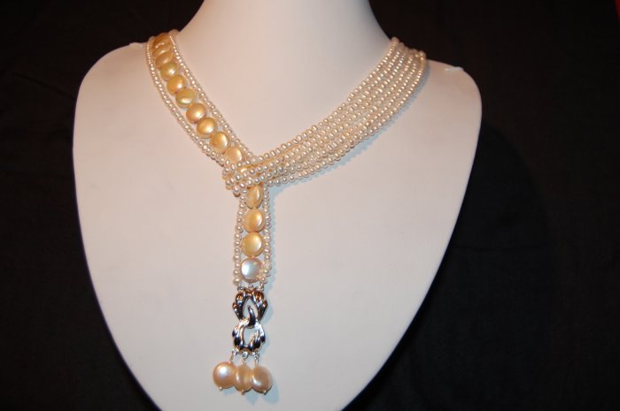 Lariat White pearl Necklace N1162