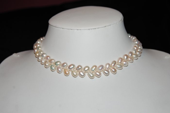 Single Strand Zig Zag Pearl White N1076