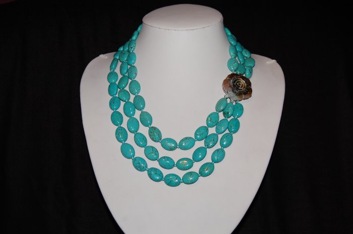 Triple Strand Graduated Turquoise N1107