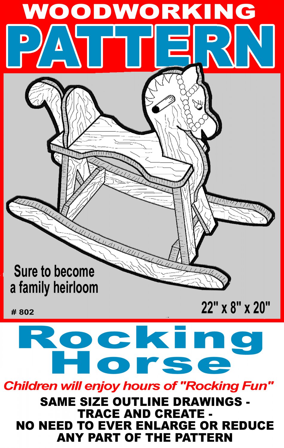 Rocking Horse #802 - Woodworking / Craft Pattern 22" x 8 x 20"