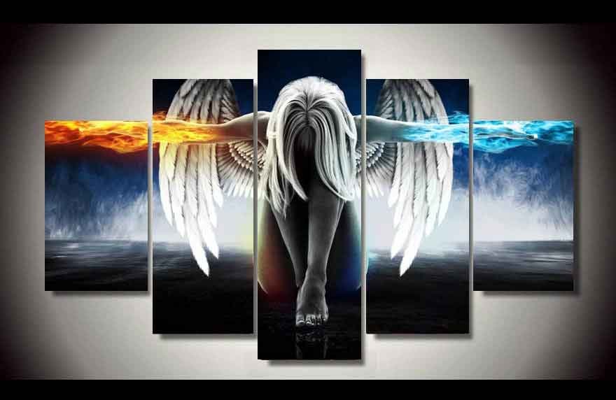 Fire & Ice Angel 5 pcs Unframed Canvas Print - Medium Size