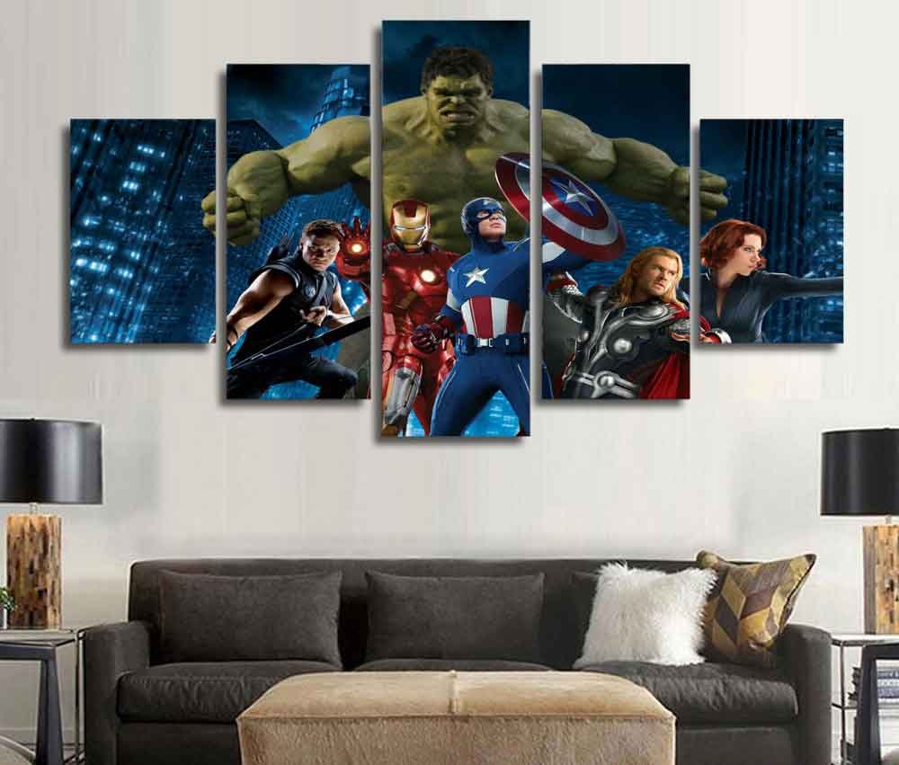 Marvel Avengers Superhero #01 5 pcs Unframed Canvas Print - Small Size