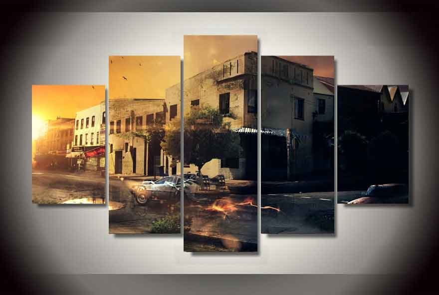 DeLorean Time Machine Back to the Future 5 pcs Unframed Canvas Print - Medium Size