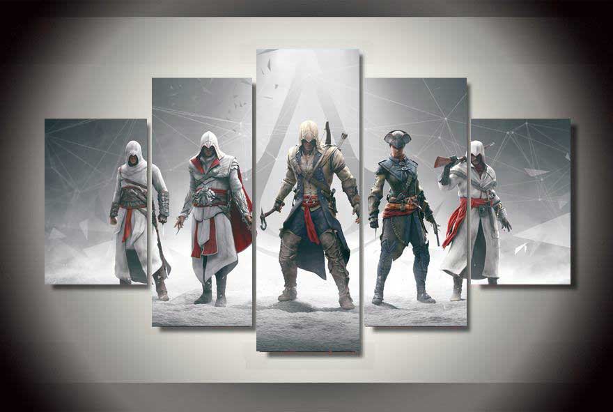 Assassin's Creed #01 5 pcs Framed Canvas Print - Small Size