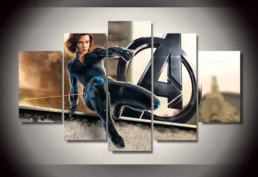 Black Widow Natasha Romanova Marvel Avengers #03 5 pcs Framed Canvas Print - Medium Size