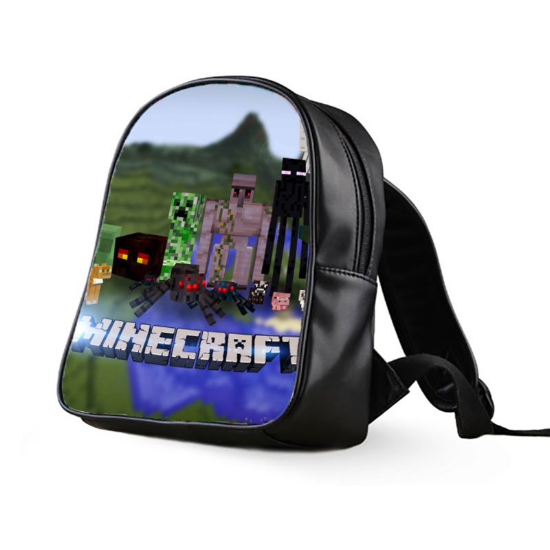 #07 Minecraft Creeper Kids Multi-Pocket School Bag Backpack