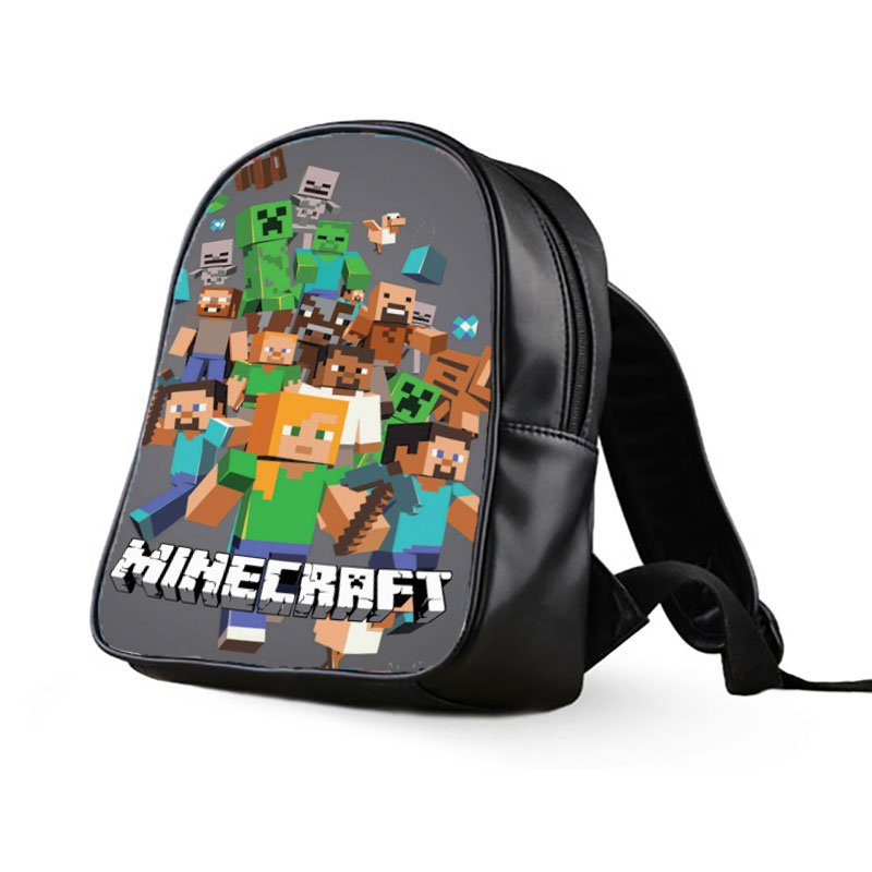 #25 Minecraft Creeper Kids Multi-Pocket School Bag Backpack