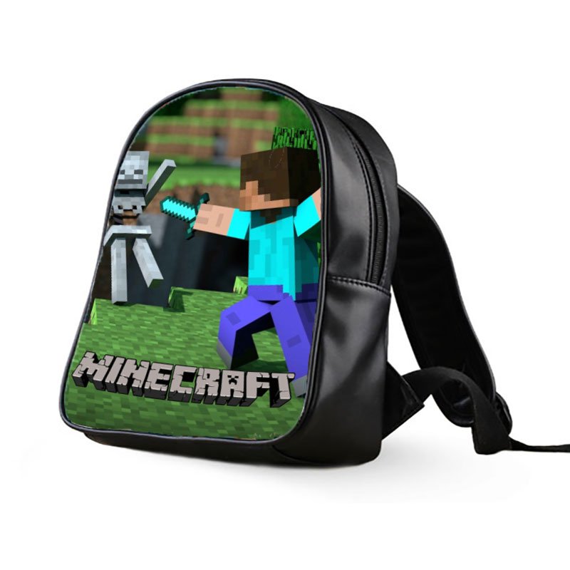 #29 Minecraft Creeper Kids Multi-Pocket School Bag Backpack