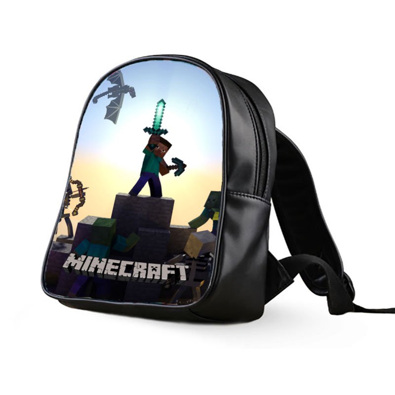 #36 Minecraft Creeper Kids Multi-Pocket School Bag Backpack