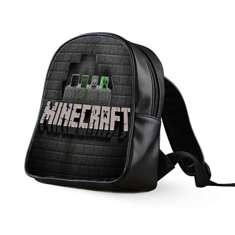 #37 Minecraft Creeper Kids Multi-Pocket School Bag Backpack