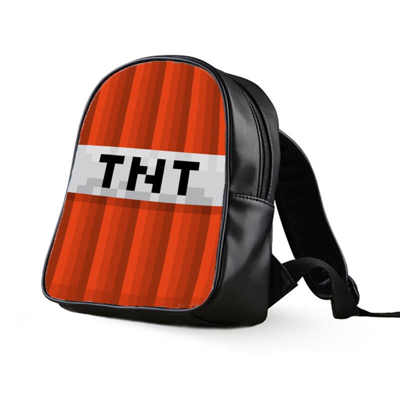 #40 Super TNT Minecraft Creeper Kids Multi-Pocket School Bag Backpack