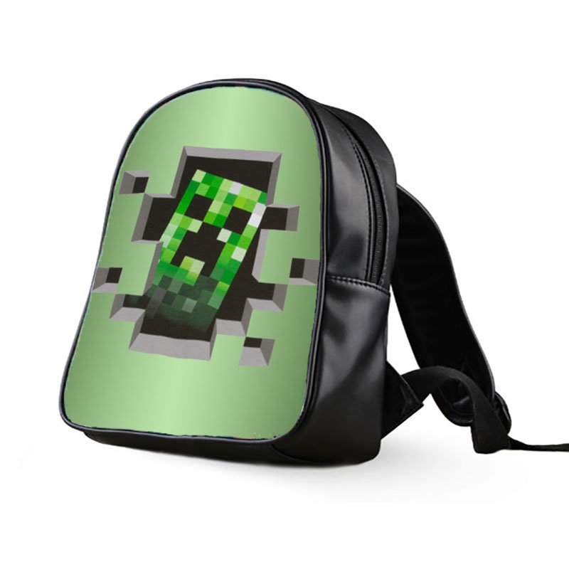 #65 Minecraft Creeper Kids Multi-Pocket School Bag Backpack