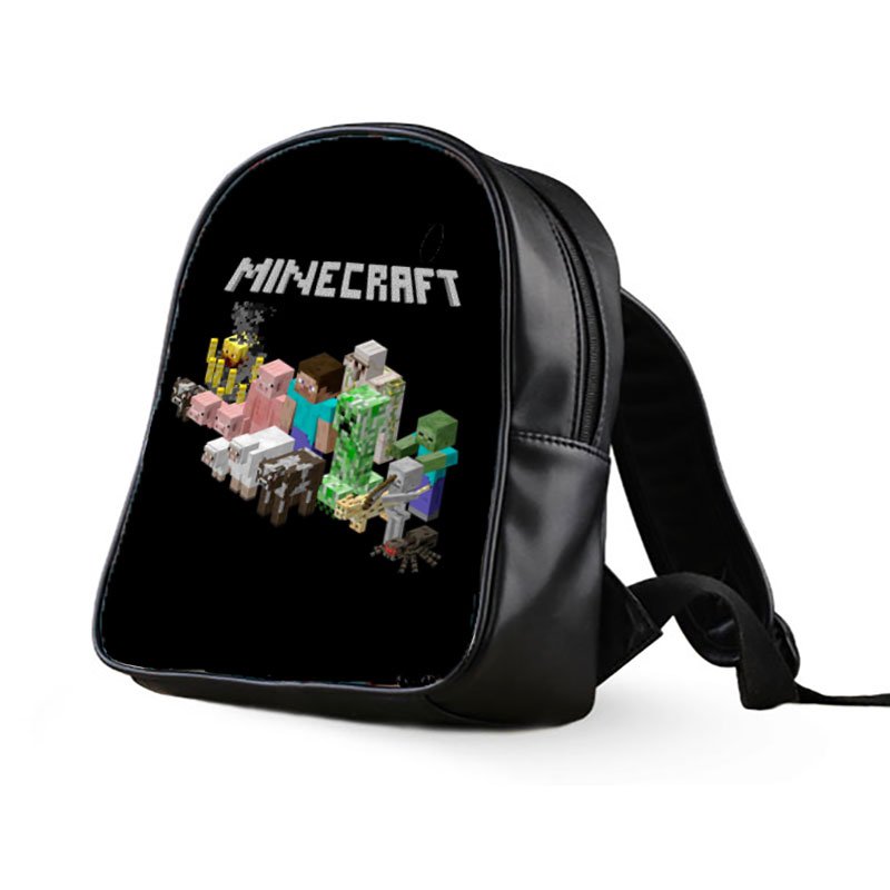 #75 Minecraft Creeper Kids Multi-Pocket School Bag Backpack