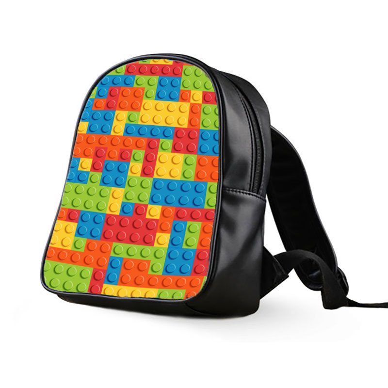 #01 Lego Brick Kids Multi-Pocket School Bag Backpack