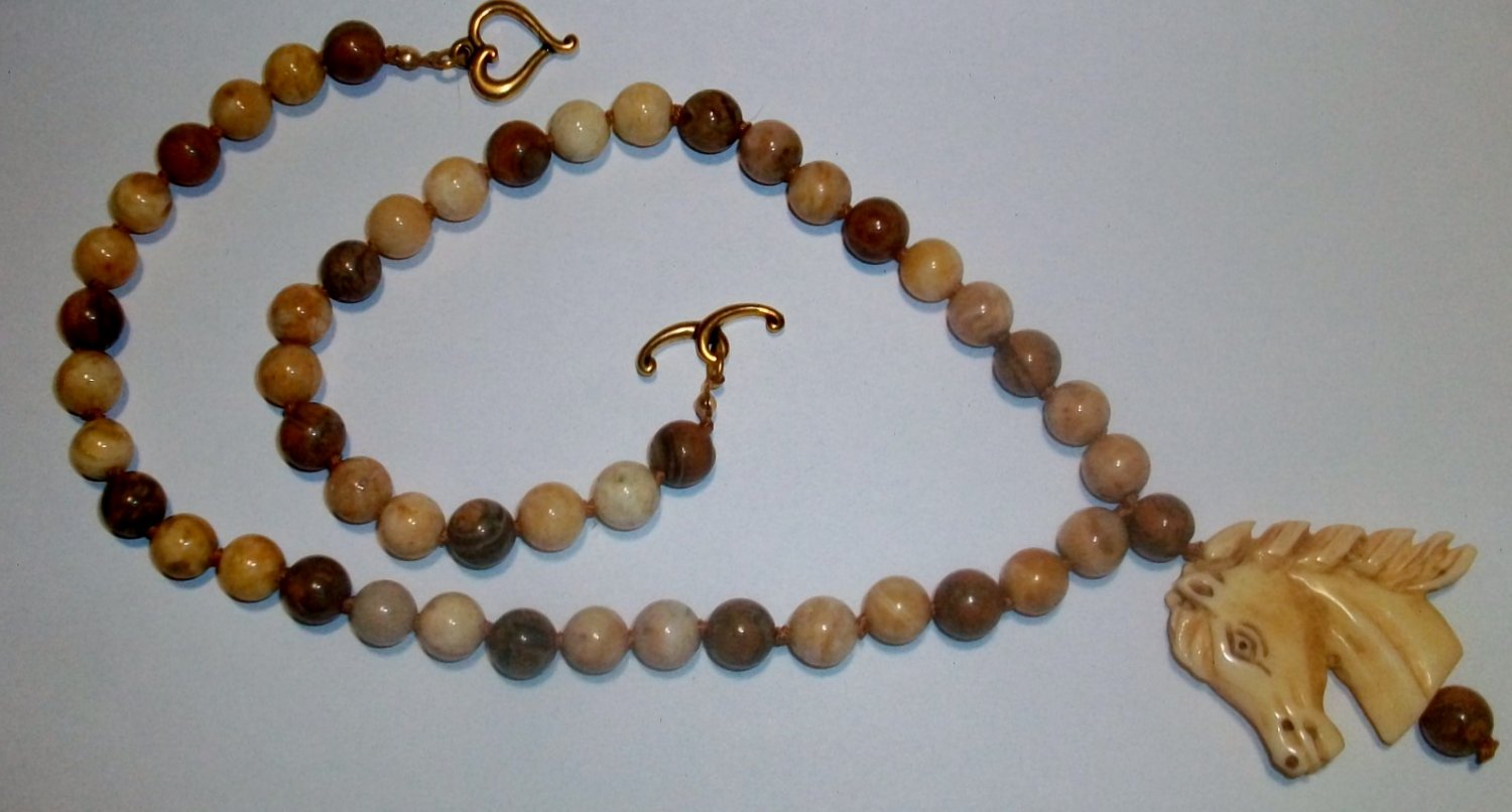 Carved Horse Jasper Necklace