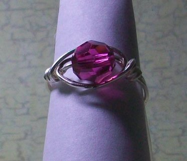 Ring Fuschia Wire Wrapped