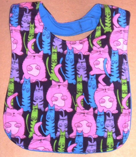 Brightly Colored Kitty Cat Kittens Baby Bib