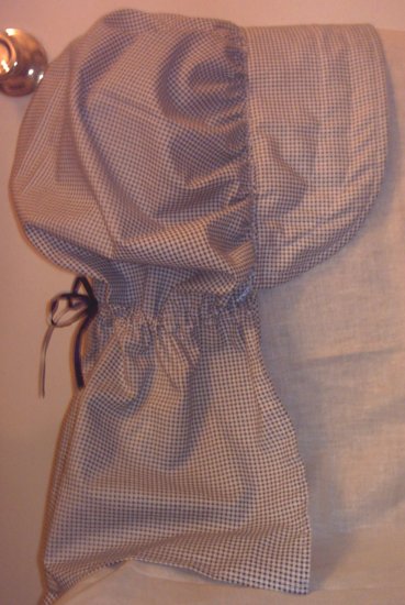 Womens Pioneer Prairie Bonnet Dark Blue & White Gingham