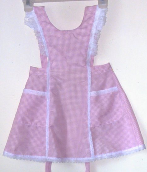 Girls New Pinafore Apron Sz 3 Pink and White