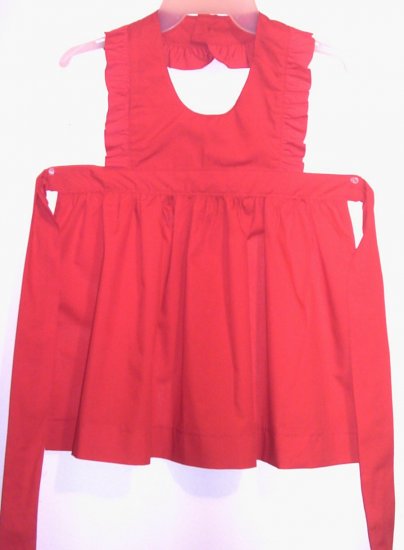 Girls Red Christmas Holiday Pinafore Apron Sz 3-4