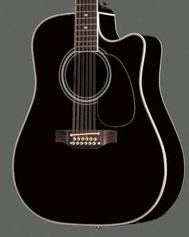 Takamine EF381SC Gloss Black Keystone Dreadnought 12 String w./ Hardshell Case FREE SHIPPING