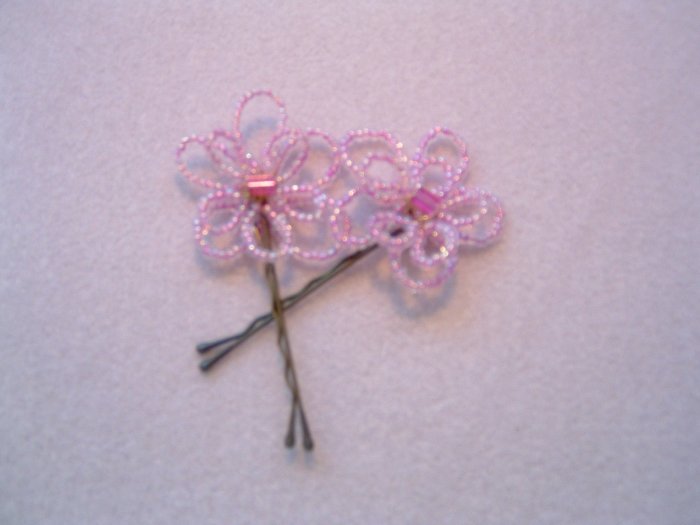 Purple Flower Beaded Hairpin