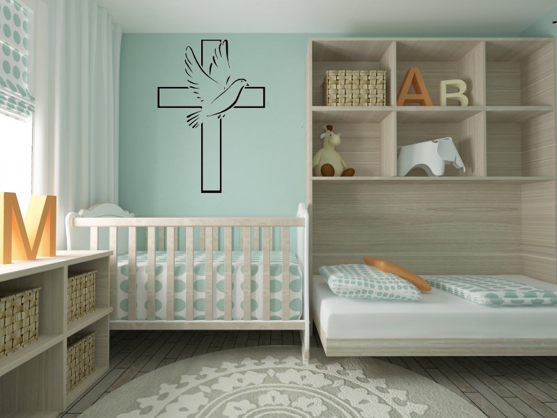 Christian Cross & Dove Wall Decal Art Family Home Decor Mural vinyl stickers DIY
