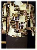 Vintage 80s Blouse with Peplum Gorgeous Fall Print M L B42