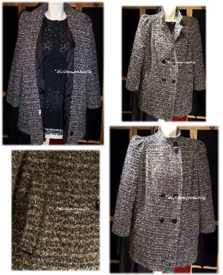 Vintage 80s Double Breasted Tweed Stroller Car Coat B46 XL 1X