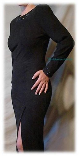 BLACK SUEDE Leather Evening Gown Wiggle Cocktail Dress Size 6