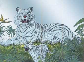 Mirror Dynamics White Tiger Mirrored Wall Art
