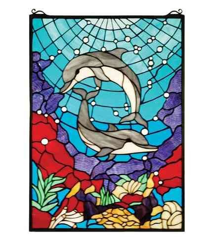 Meyda Tiffany Dolphin Dance Window