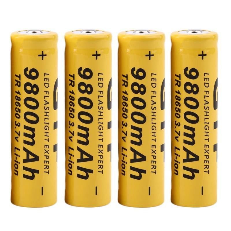 4Pcs 3.7V 9800mAh 18650 Li-ion Rechargeable Batteries For Flashlight