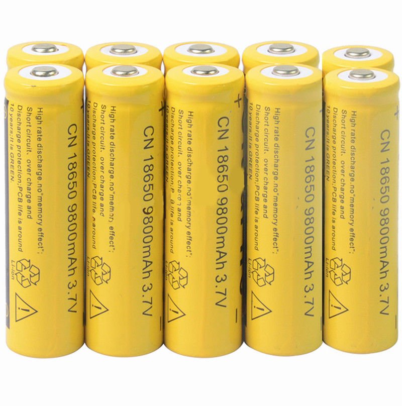 10Pcs 3.7V 9800mAh 18650 Li-ion Rechargeable Batteries For Torch Flashlight