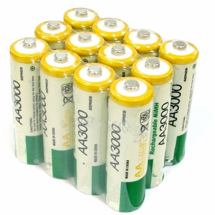12Pcs 1.2V AA LR06 3000mAh NI-MH Rechargeable Battery CELL 2A
