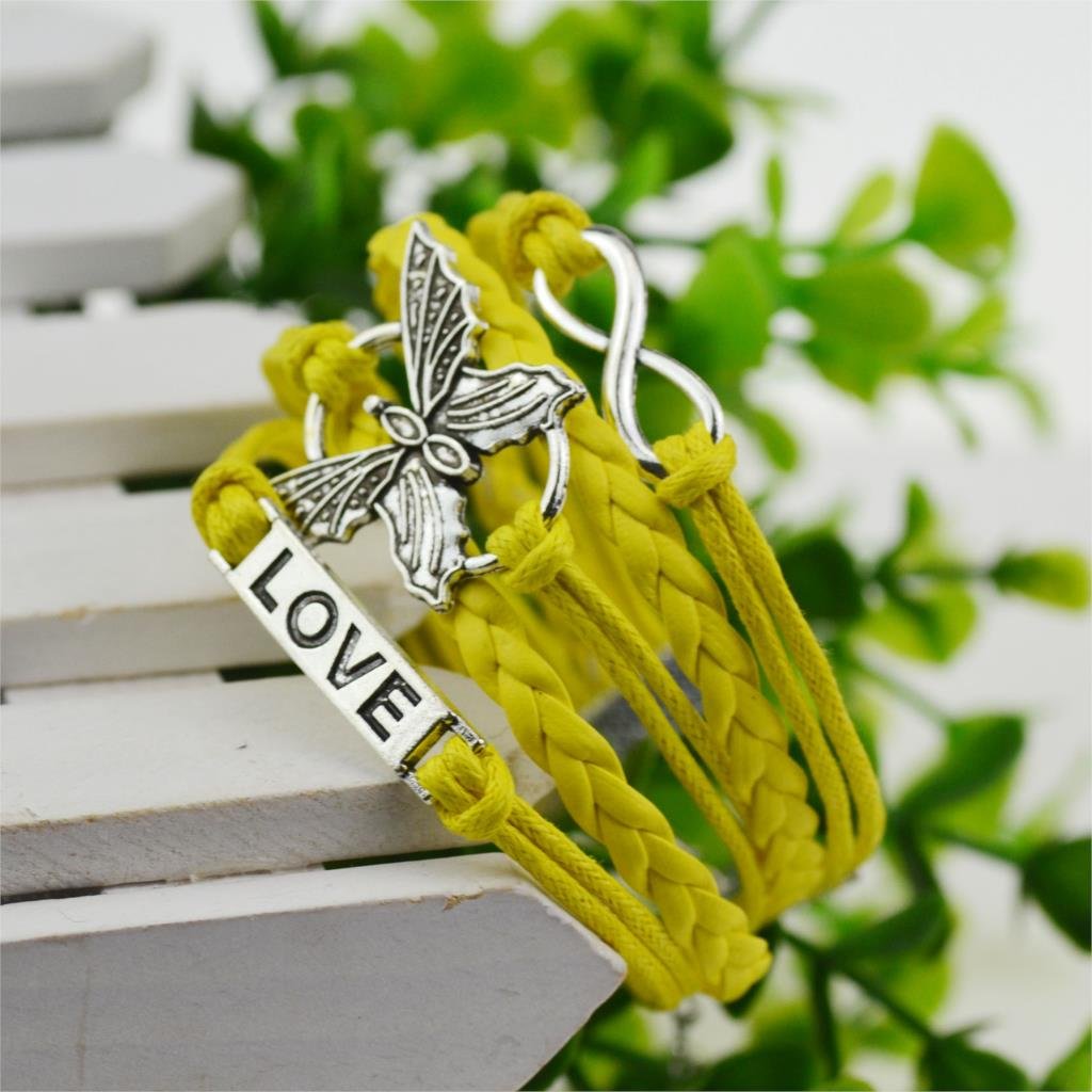 Yellow Infinity Butterfly Love Bracelet