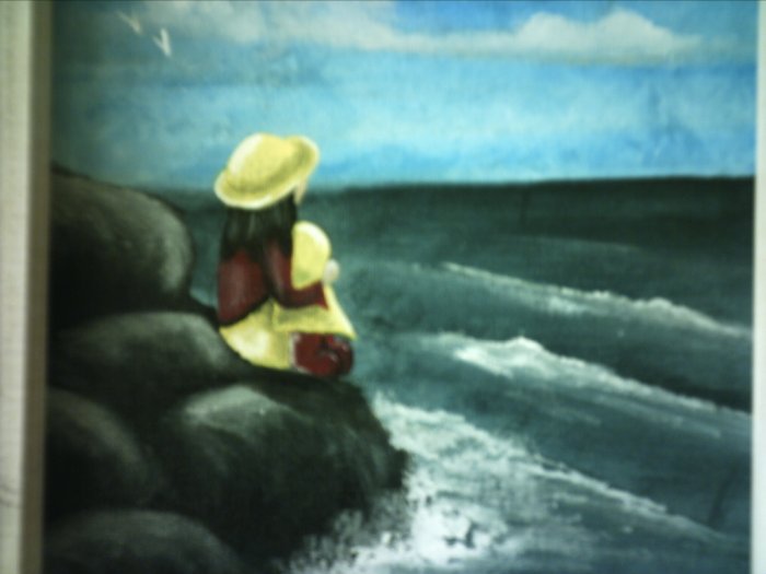 PENNY BY THE SEASHORE.. 9 x 12" original art .. of the seaside