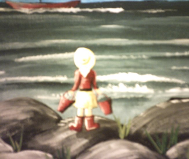 PENNY BY THE SEASIDE.. little girl with her bucket.. 9 x12" original