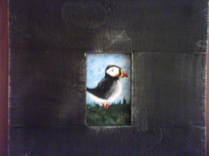TINY ACEO PUFFIN PAINTING... ORIGINAL