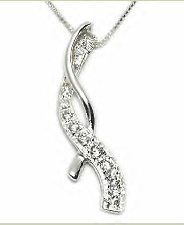 Stunning Sterling Silver Cubic Zirconia Journey / Twisted Necklace