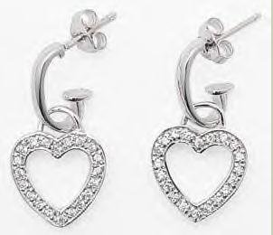 CZ Hanging Heart Earrings